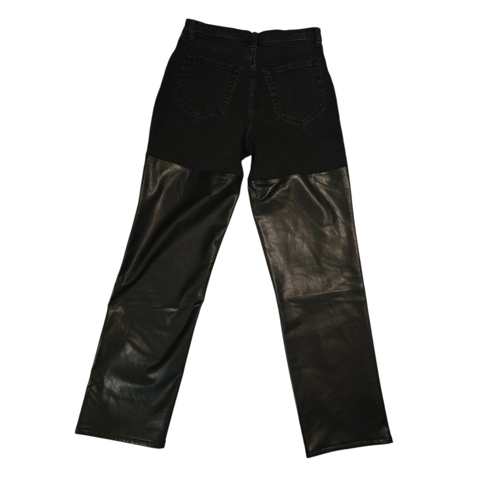 Abercrombie & Fitch 29/8 Black Jeans 90s Straight Ultra High Rise Faux Leather - Picture 8 of 9